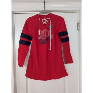 NHL Washington Capitals Long Sleeve‎ T-shirt women's small red lace up fanatic